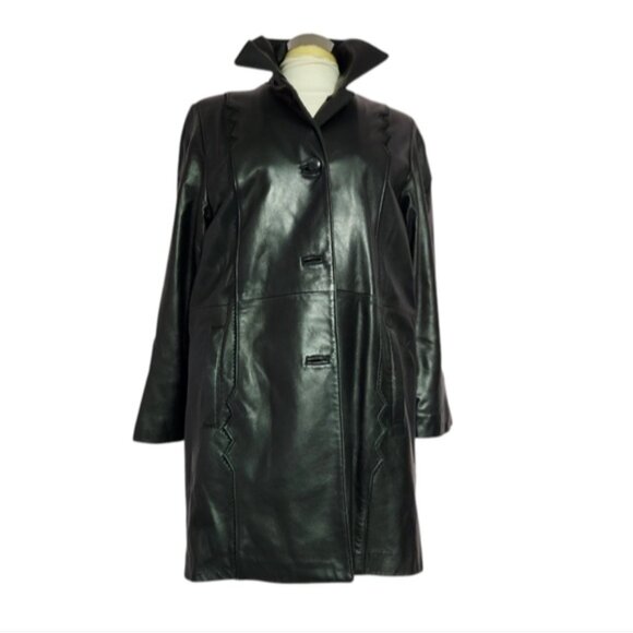 Alaska vintage Button-down Leather Jacket Size Small black - Picture 1 of 11